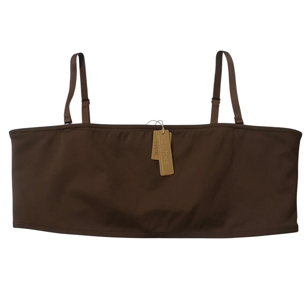 SKIMS Shaping Swim Set Bandeau Top + Dipped Bikini‎ Bottom Cocoa 3X